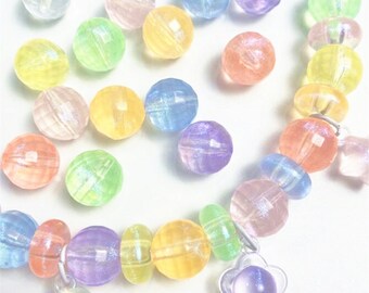 10 Mermaid Princess Resin Beads: Faceted Round Charms, 16mm
