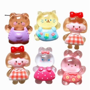 duidelijk kat konijn meisje Hars Cartoon Simulatie Nep Voedsel Voor DIY Sieraden Maken Ambachten Miniatuur Poppen Accessoires