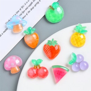 Cartoon Semi-Transparent Fruit Resin Accessories for DIY Phone Cases Craft Material Kit Handmade Hair Accessories Mini Resin Embellishments