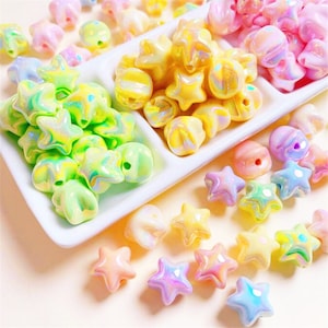 10pcs Multiple Colors Star-Shaped UV Coated Acrylic Beads for DIY Phone Charms and Jewelry Accessories 16mm hole 2.5mm