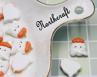 Pumpkin Ghost Resin Cabochons | Halloween Craft Supplies