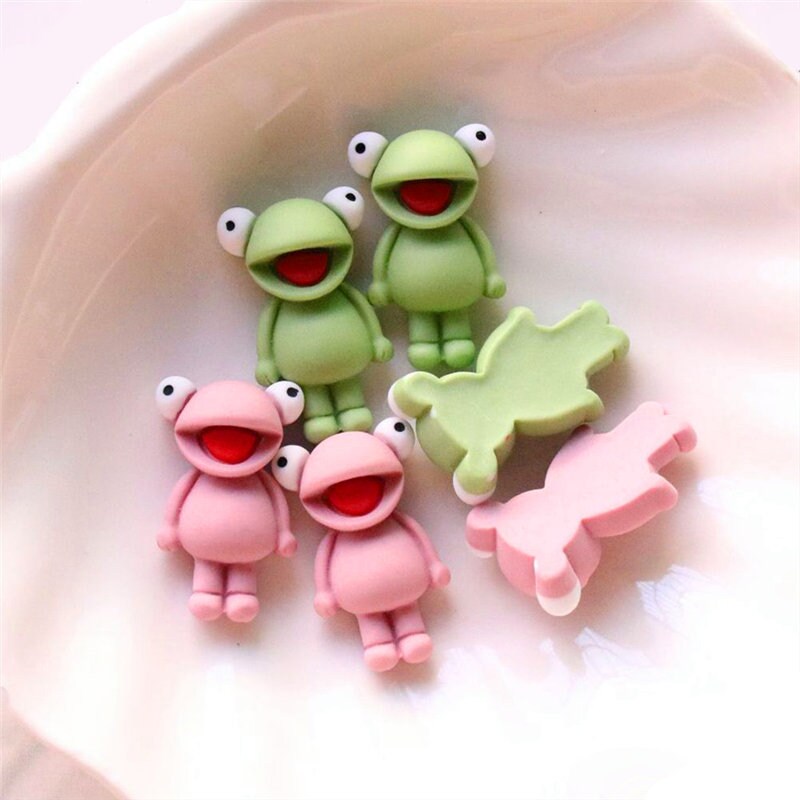10Pcs Pink Green Cartoon Resin Frogs Flatback Buttons Cabochons for Crafts Decor 10Pcs Pink Green Cartoon Resin Frogs Flatback Buttons Cabochons for Crafts Decor