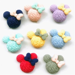 5/10/20/50pcs Resin Bow souris Head Flatback Cabochon for Kids Hair Bow Center Accessories Phone Decor