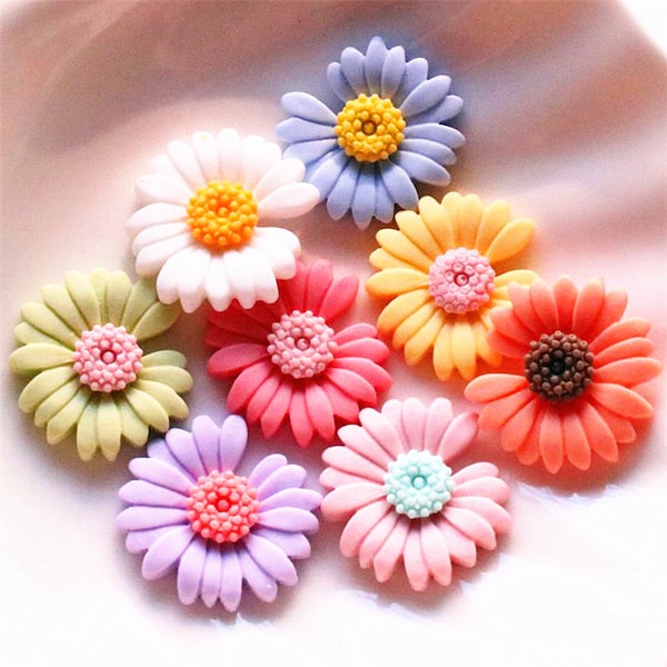 10pcs Sun Flower Daisy DIY Crafts Hair Accessories Supplies Handmade Hair Clips Arts Flatback Phone