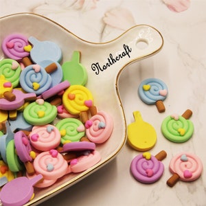 Ik hou van lolly-cabochons | Hartlolly cabochons | Lollipop cabochons | Hars cabochons