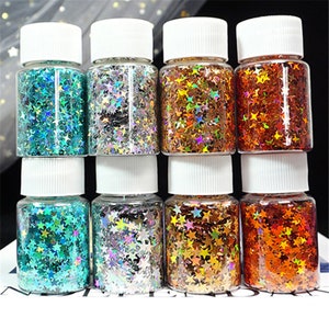 1 bottle Star Sequins Magic Sequins Glitters for Nail Art DIY Wedding Craft Christmas Decoration 10g