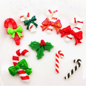 Christmas Resin Candy Cane Charms: DIY Craft Accessories (10pcs)