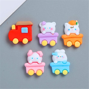 Cartoon Animal Train Resin Accessories for DIY Phone Cases Crafting Material Kit for Handmade Hair Accessories Resin Embellishments