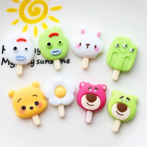 5/10/20 pièces résine glace fleur ours lapin monstre fourchette cabochon scrapbook kawaii bricolage embellissements accessoires