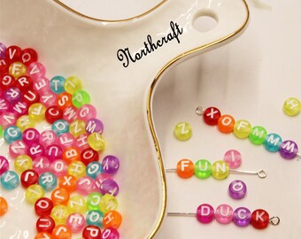 Multicolor Resin Alphabet Beads: DIY Jewelry, 7.4mm