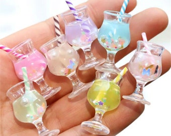 5/10/20pcs Resin luminous cup  cabochon scrapbook kawaii DIY embellishments accessories