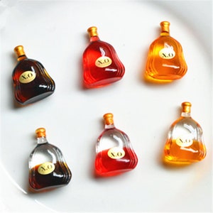 5/10/20/50pcs Miniature Simulation Wine Bottle Resin Cabochons Fake Food charms for pendants earrings 19*26mm