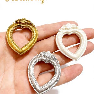 3D-harten fotolijst cabochons: hars, Europese stijl, 44 x 36 x 7 mm