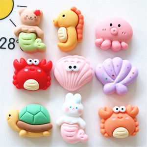 Meer Seepferdchen Tintenfisch Muschel Resin Cartoon Simulation Fake Food für DIY Schmuckherstellung Basteln Miniatur Puppen Zubehör