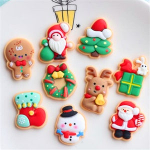 5/10/20pcs Resin christmas sock snowman deer gift tree cabochon scrapbook kawaii DIY embellishments accessories