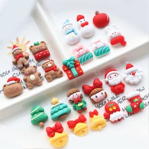 5/10/20pcs Résine Noël Père Noël fille chaussettes cloche bonhomme de neige cadeau cabochon scrapbook kawaii bricolage embellissements accessoires