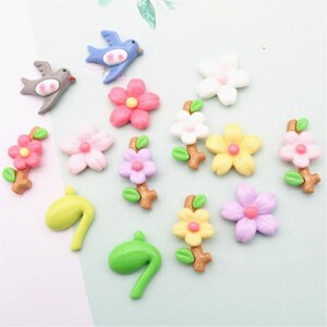 5/10/20 Stück Harz Blume Pflaume Sakura Zweig Schwalbe Knospe Cabochon Scrapbook kawaii DIY Verzierungen Zubehör