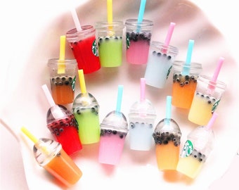 Miniature Milk Tea Resin Cabochons: Scrapbooking Embellishments (12x30mm)