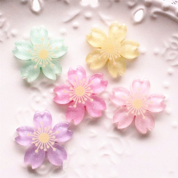 5/10/20/50pcs Resin cherry flower Flatback 3D  Decoration DIY Phone Craft Jewelry 25mm