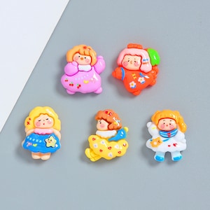 Cute Cartoon Girl Series Resin Accessories for DIY Phone Case Materials Craft Kits Handcrafted Hair Accessories and Resin Embellishments