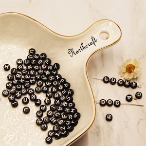 Black Letter beads |  Letter beads |Alphabet beads |Resin beads |Acrylic beads