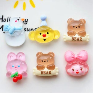 5/10/20 pçs resina dos desenhos animados urso menina coelho pássaro cabochão scrapbook kawaii enfeites diy acessórios