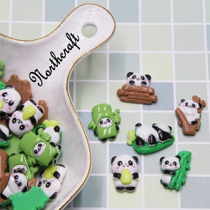 Bambus Panda Cabochons | Bambus Cabochons | Liegender Panda Cabochons |Holzpanda Cabochons |Pandacabochon |liegend Cartoon |Resincabochon