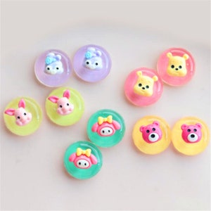 5/10/20pcs Resina oso de cerdo donut cabujón álbum de recortes kawaii DIY adornos accesorios