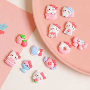 Cute Cartoon Bow Cat DIY Resin Accessories for Phone Cases Material for Handmade Jewelry Resin Embellishments