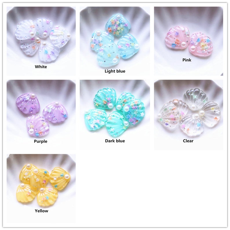 5102050pcs Ocean Imitation Pearl Shell Resin Flatback For Hair Clip DIY Cream Mobile Phone Case Accessories Hair Accessories 28*25mm