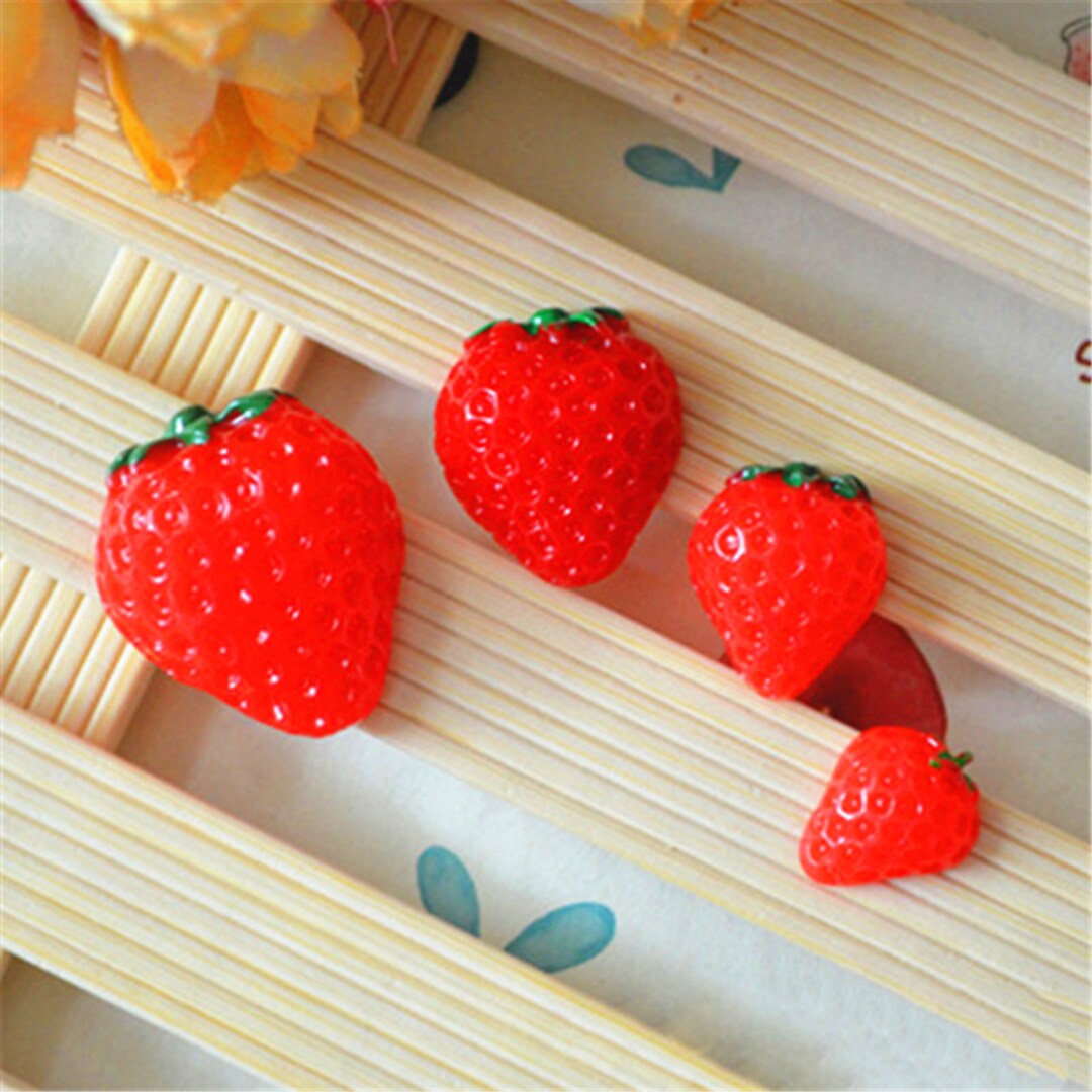 5pcs Strawberry Fruit Resin Flat Back Cabochon Miniature Food Etsy