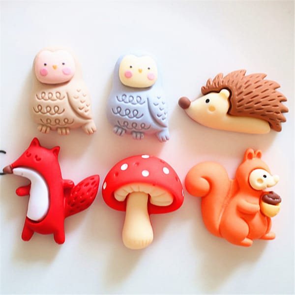 fox mushroom hedgehog Resin Cartoon Simulation Fake Food For DIY Jewelry Making Crafts Miniature Dolls Accessories