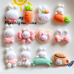 5/10/20pcs resina cartone animato testa di coniglio carota tazza cabochon scrapbook kawaii abbellimenti fai da te accessori