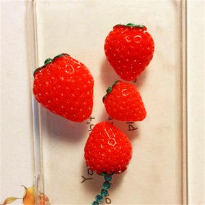 Accessoires artisanaux en résine de fraise, 10 pièces, artisanat en argile douce, décoration de couture, bricolage, Art en résine pour vêtements à nœuds