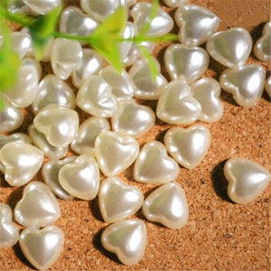 100 cuentas de corazón de perla: accesorios de resina para manualidades (10 mm)