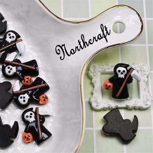 Pumpkin Reaper Resin Cabochons | Halloween Crafting Embellishments (28x26mm)