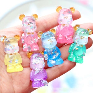 5/10/20 pièces résine transparente mignon ours cabochon scrapbook kawaii bricolage embellissements accessoires