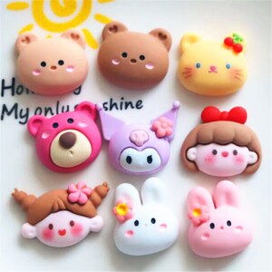 5/10/20pcs Resina de dibujos animados oso gato conejo niña cabujón álbum de recortes kawaii bricolaje adornos accesorios