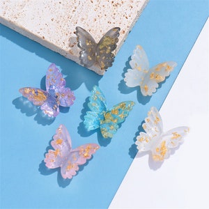 Transluzente Goldfolie 3D Schmetterling Harz Zubehör für DIY Handyhüllen Harz Material Pack Handgemachte Haar Accessoire Komponenten
