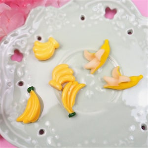 10 pièces banane résine artisanat accessoires argile molle artisanat bricolage couture décoration résine art pour noeud vêtements