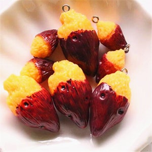 5pcs Resin Roasted Sweet Potato  Cabochon Miniature Fake Food Vegetable DIY Decor Accessories