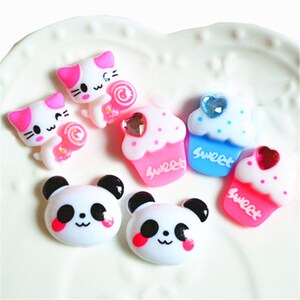 5/10/20/50 stks Kawaii hart Ijs panda kitten Plaksteen Hars Cabochon Scrapbooking DIY Decor Ambachten Versieringen Accessoires