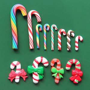 10pcs Christmas Resin Candy Cane Charms: DIY Craft Supplies