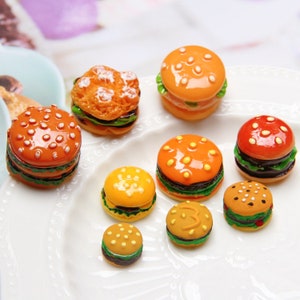 10 pièces hamburger résine artisanat accessoires argile molle artisanat bricolage couture décoration résine art pour noeud vêtements