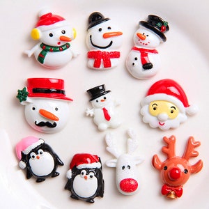 10 stuks Kerstsneeuwman pinguïn Hars Ambachten Accessoires Zachte Klei Handwerk DIY Naaien Decoratie Hars Kunst Voor Boog Kleding