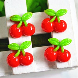 5/10/20/50pcs Resin Fruit Cherry Miniature Food Art Supply Flatback Cabochon DIY hai Bow Center Scrapbooking 21*20mm