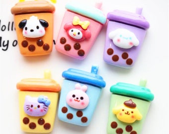 Resin Milk Tea Cabochons: Cartoon Animal Embellishments