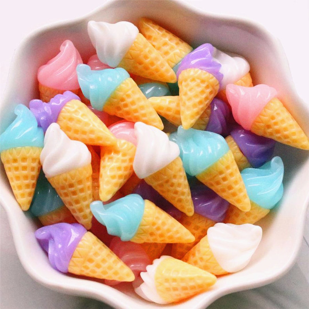5/10/20/50pcs Resin Colorful Ice Cream Cone Cabochons Hair Bow - Etsy