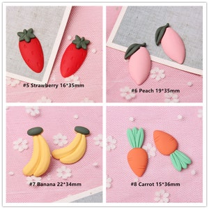 10 stücke Wassermelone Avocado Karotte Banane Harz Handwerk Zubehör Soft Clay Handwerk DIY Nähen Dekoration Harz Kunst Für Bogen Kleidung