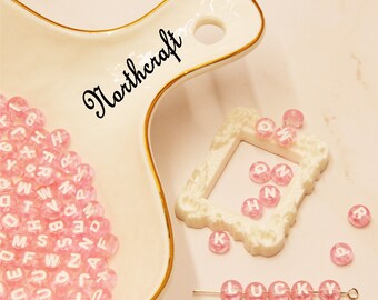 Pink Resin Alphabet Beads: DIY Jewelry Supplies (6.6mm)